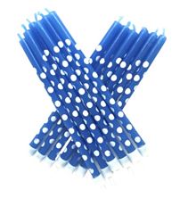 Picture of BLUE POLKA DOT TALL CANDLES WITH HOLDERS X 12 PCS